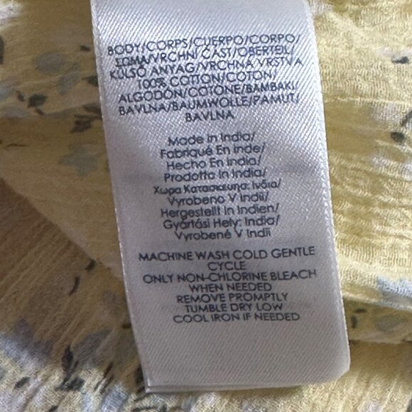 Chaps Yellow Floral Womens 3/4 Sleeve Button Up Top XXL 100% Cotton Boho Peasant - Picture 4 of 10